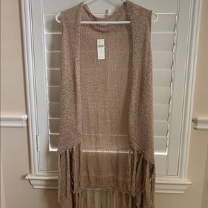 Anthropologie Evelyn K fringed knit vest